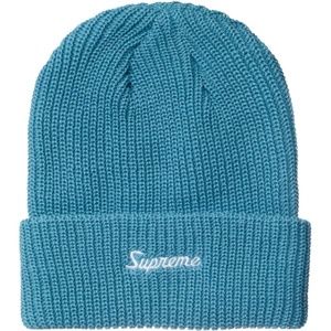 New Supreme Beanie Slate Blue with logo